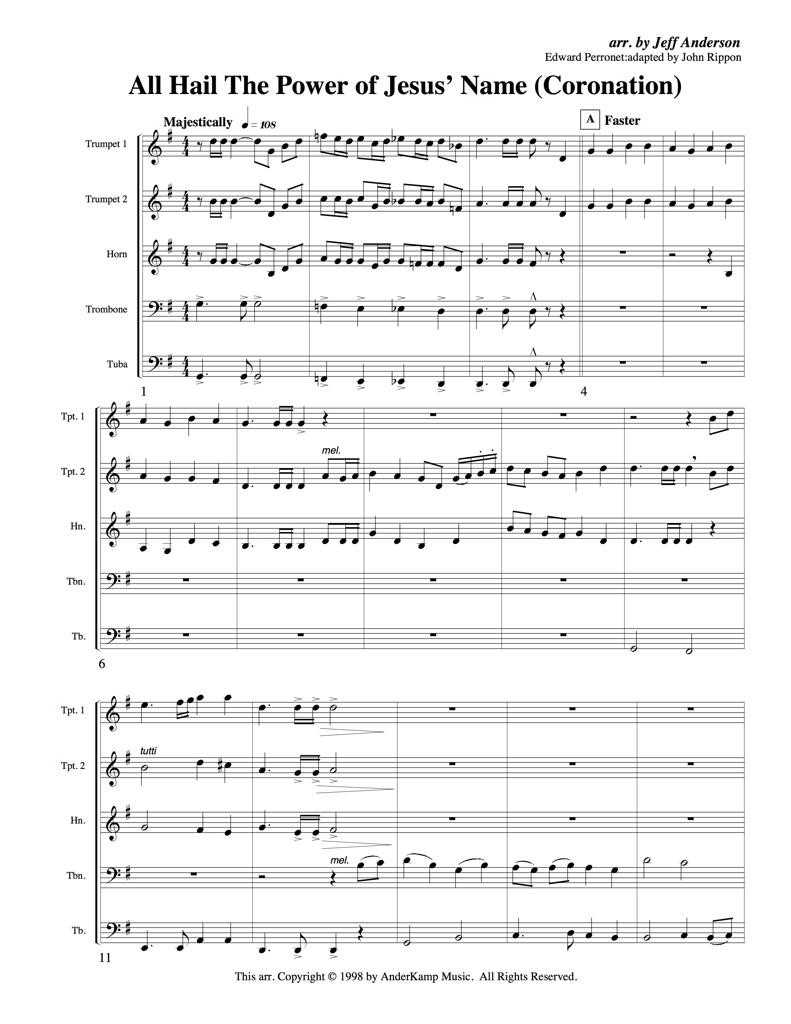 Master’s Brass Quintet Vol. 2 (Hymns) Complete Set AnderKamp Music