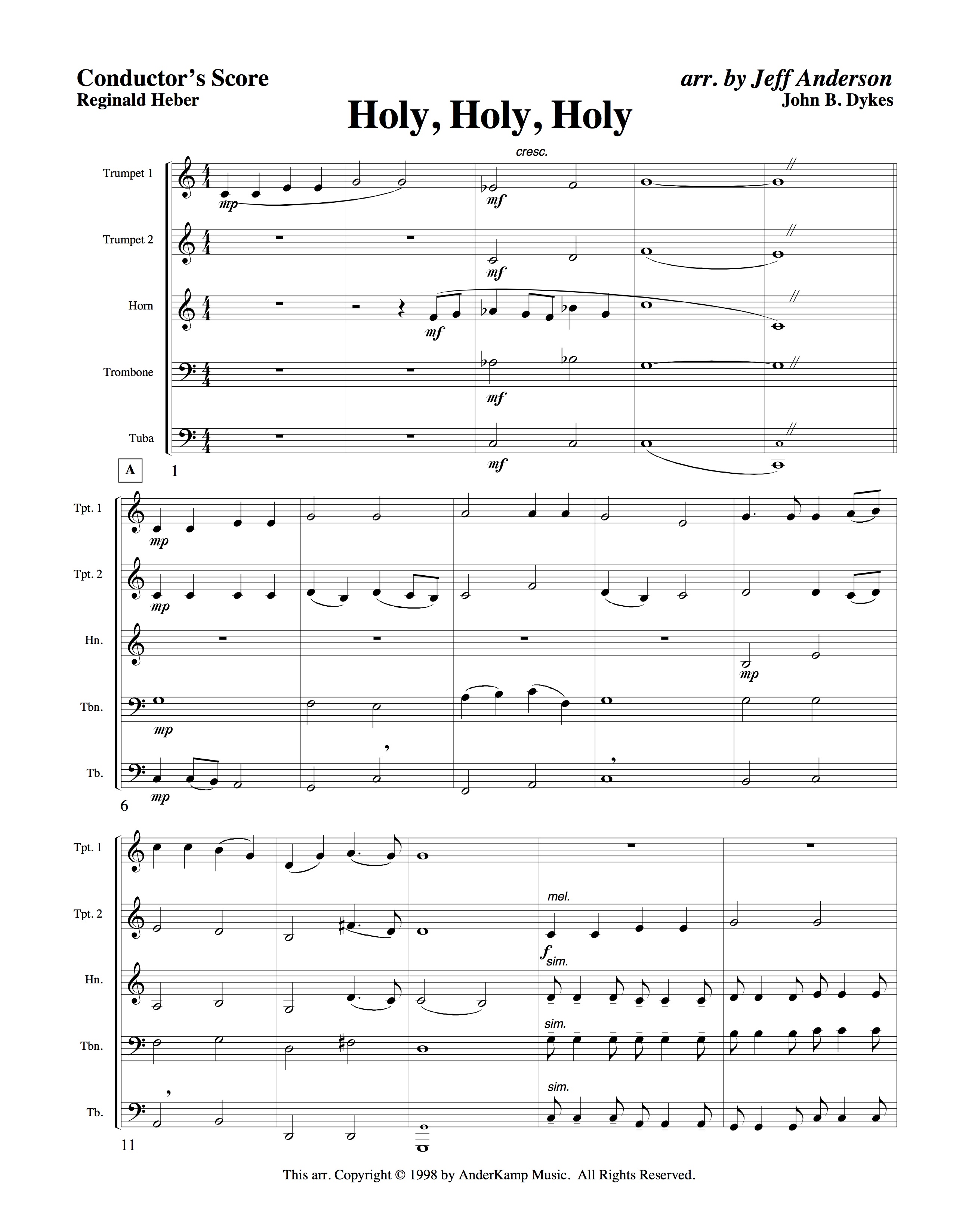 masters brass quintet vol 2 hymns complete set anderkamp music holy holy holy hymn sheet music
