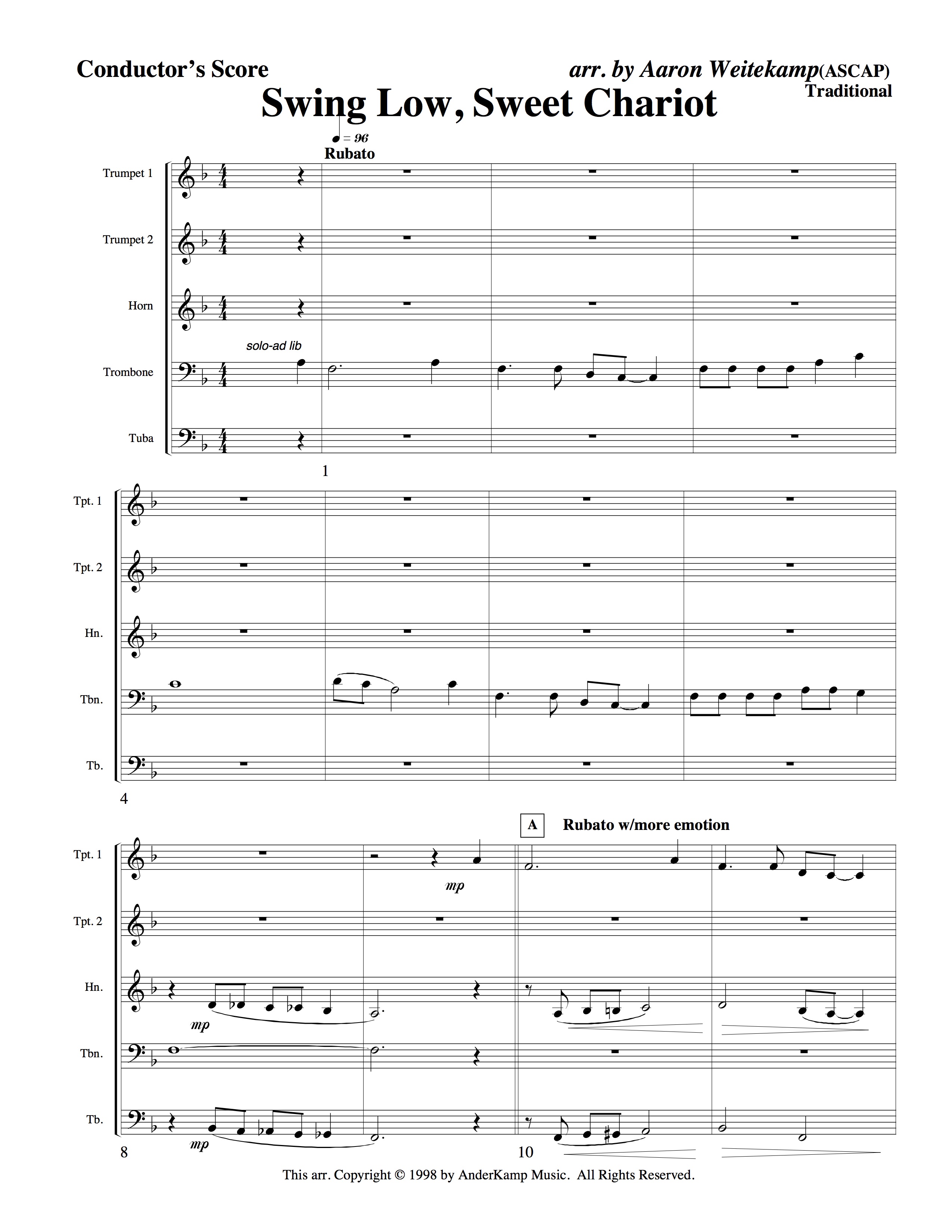 Master’s Brass Quintet Vol. 2 (Hymns) Complete Set AnderKamp Music