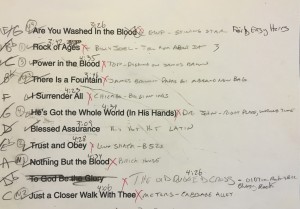 rh2 song list handwritten