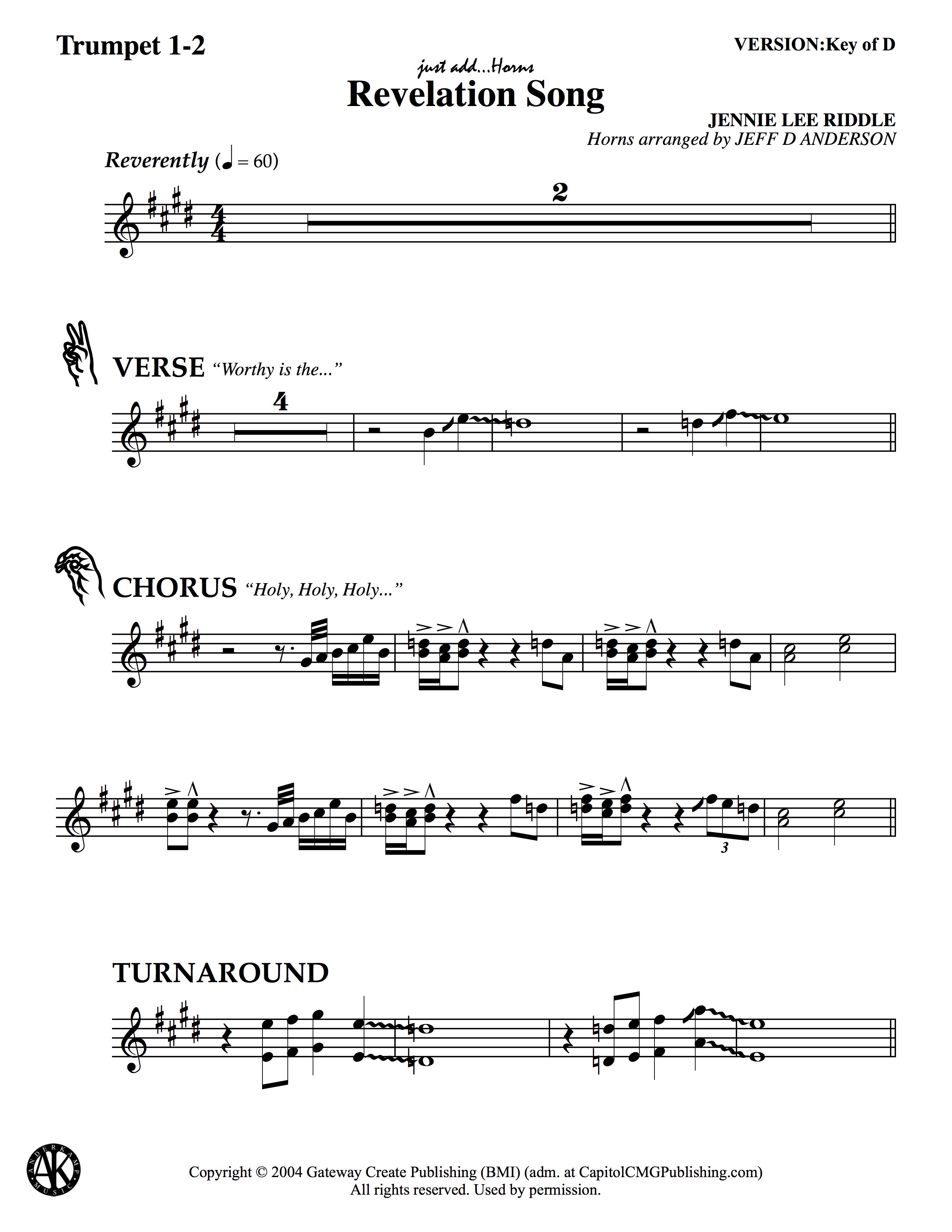 Revelation Song by Jennie Lee Riddle - Trumpet - Digital Sheet Music