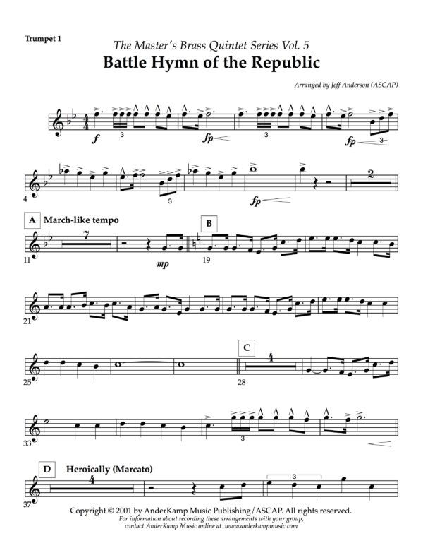 Battle Hymn of the Republic brass quintet AnderKamp Music