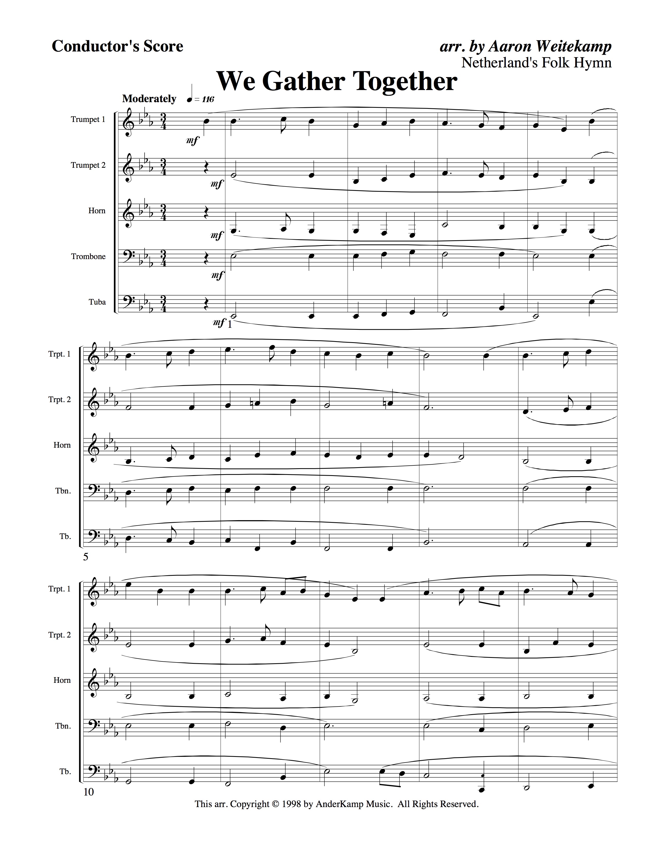we gather together brass quintet sheet music masters brass we gather together brass quintet sheet music masters brass