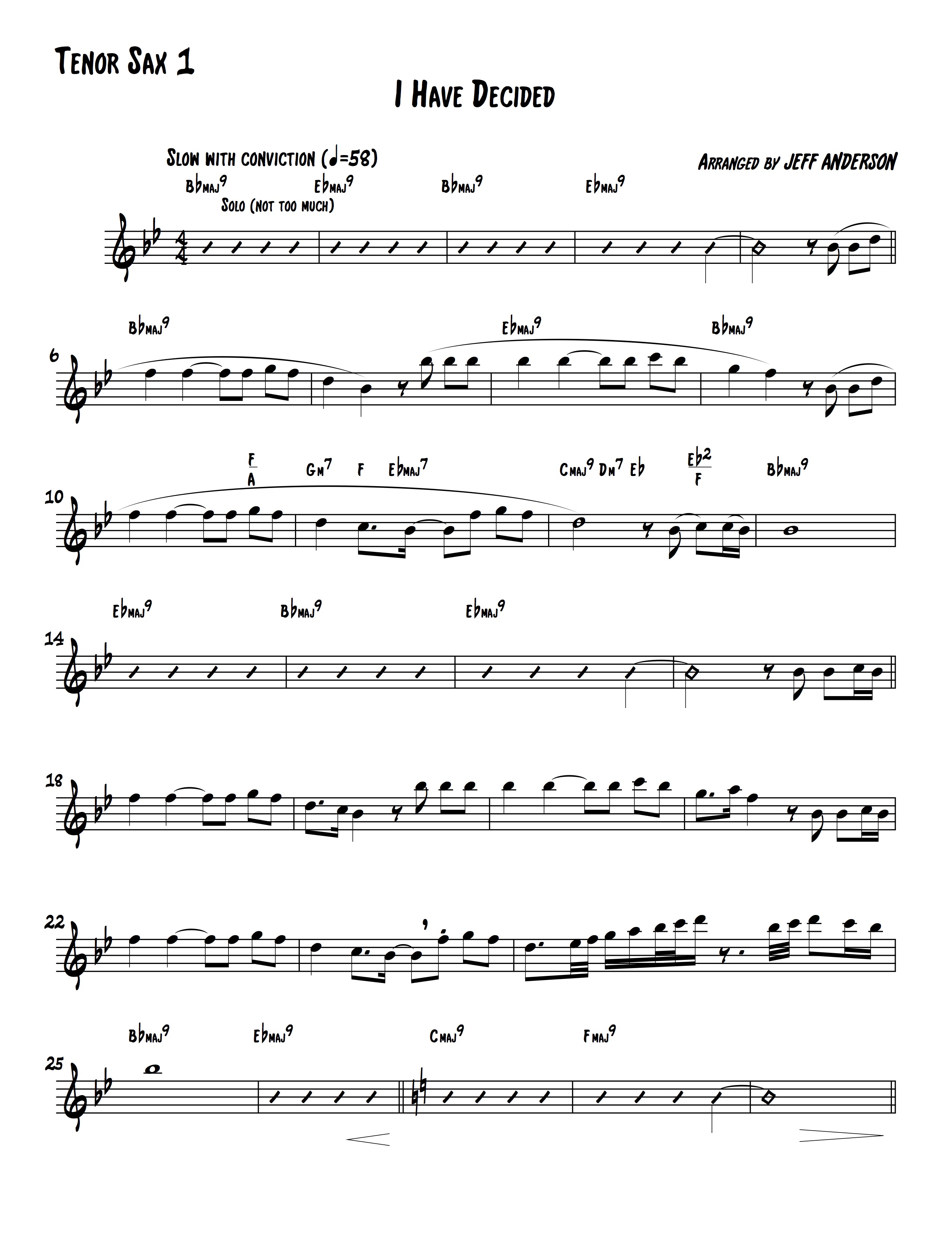 Tenor Sax Chart